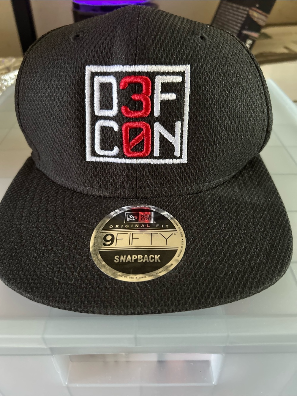 New Era Black Snapback Hat with Red & White D3FCON Logo